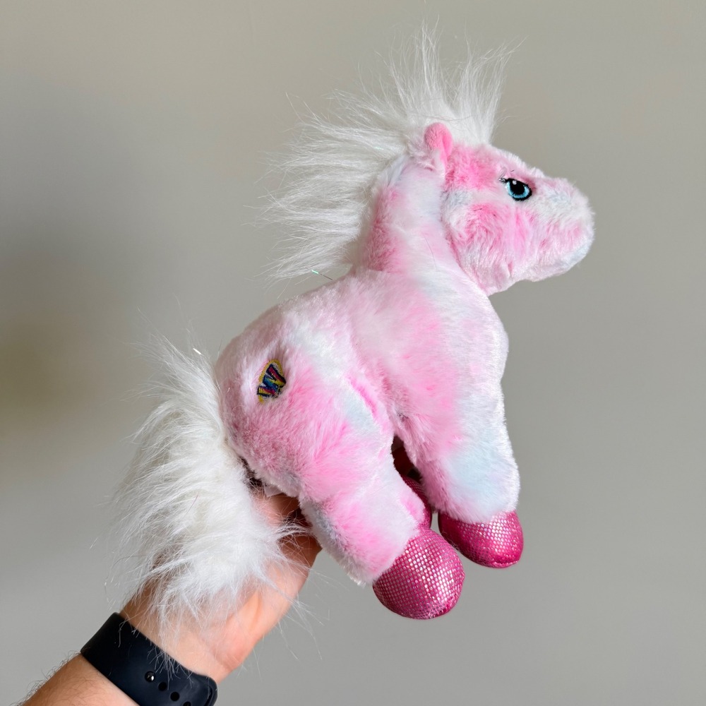 Webkinz Cotton Candy Pony Pink White Tie Dye Plush Stuffed Animal Ganz HM364